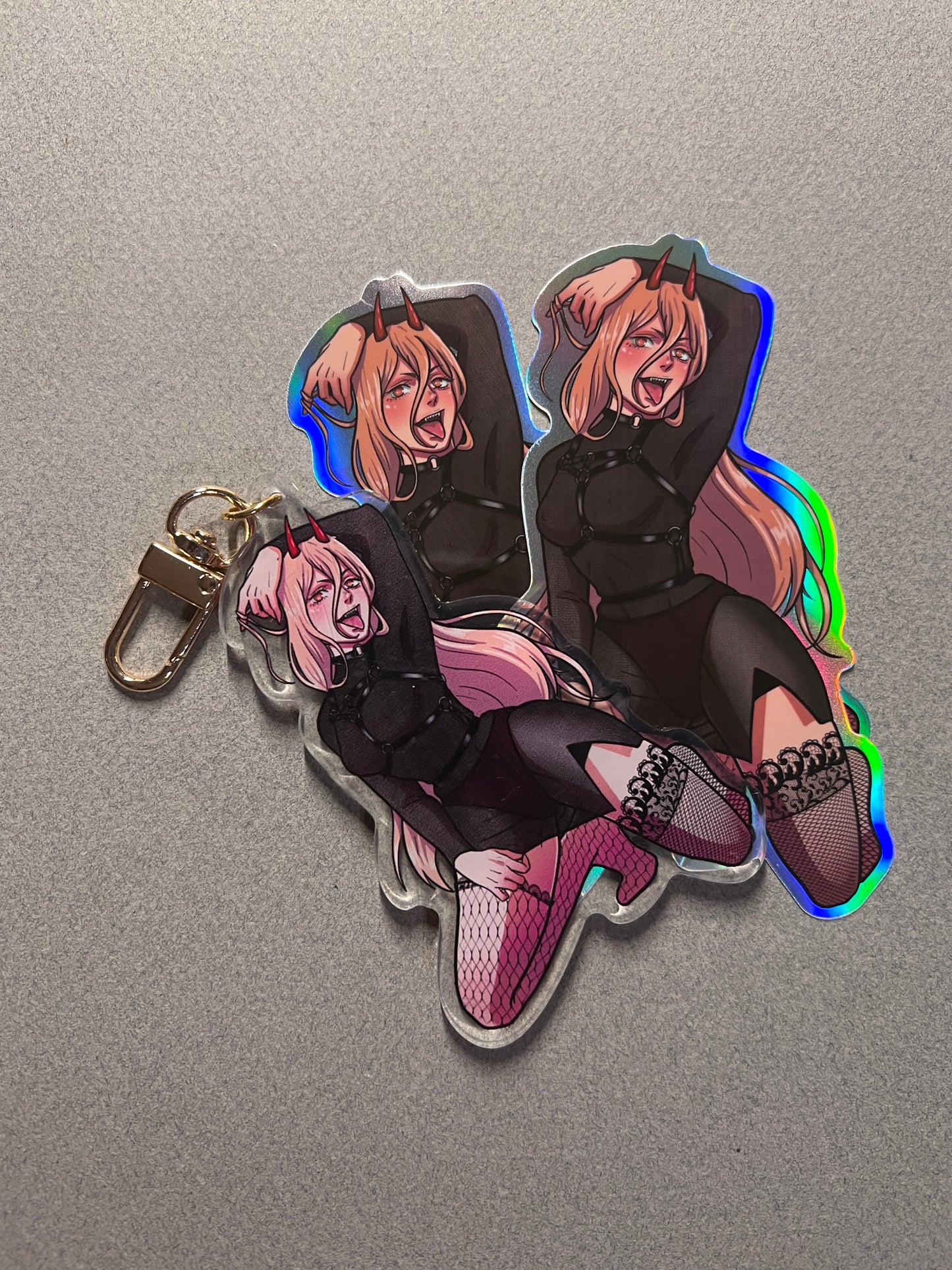 Angry Meowy Goth Mommy Keychain