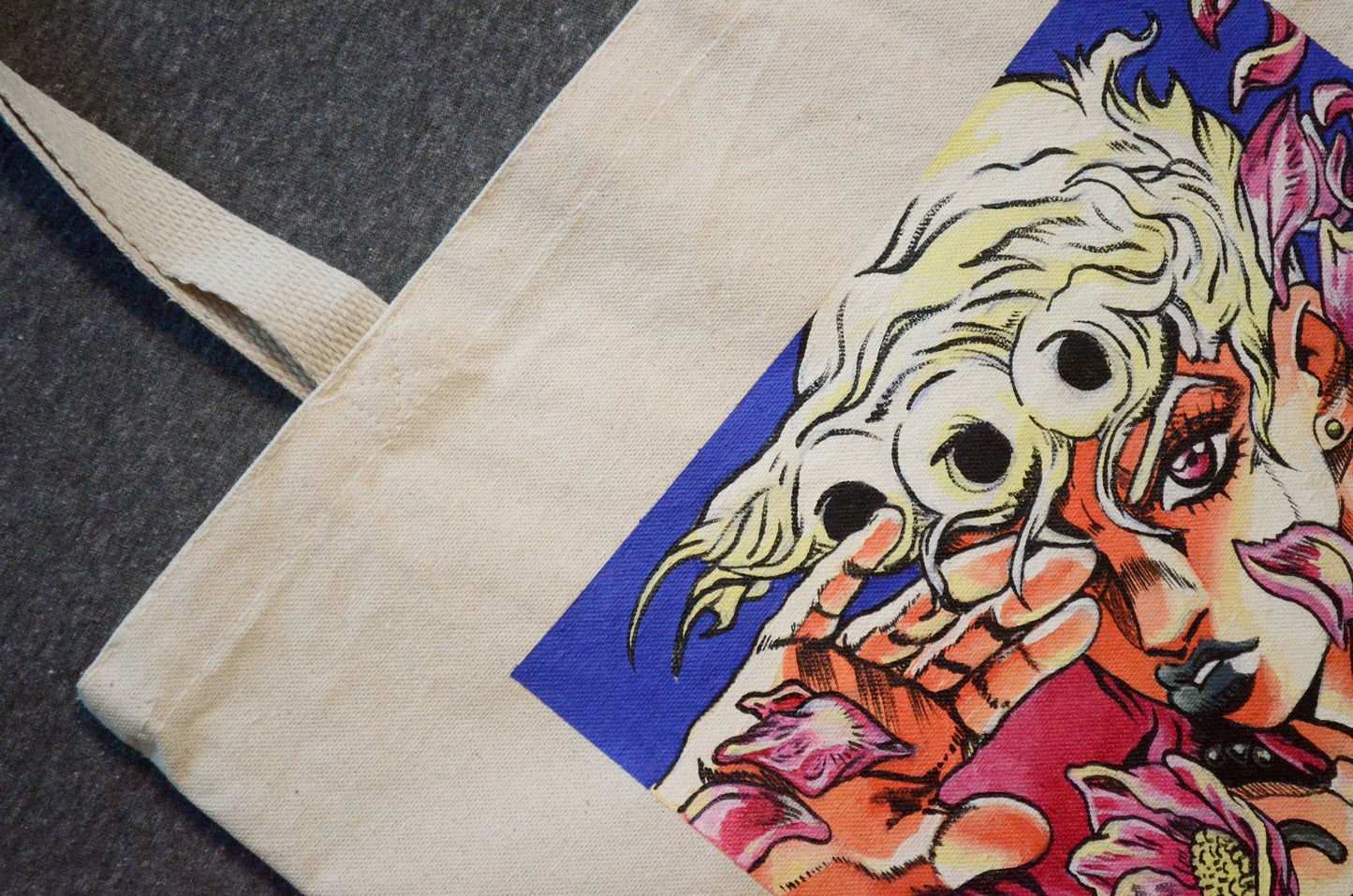 Custom Painted Anime Tote Bag