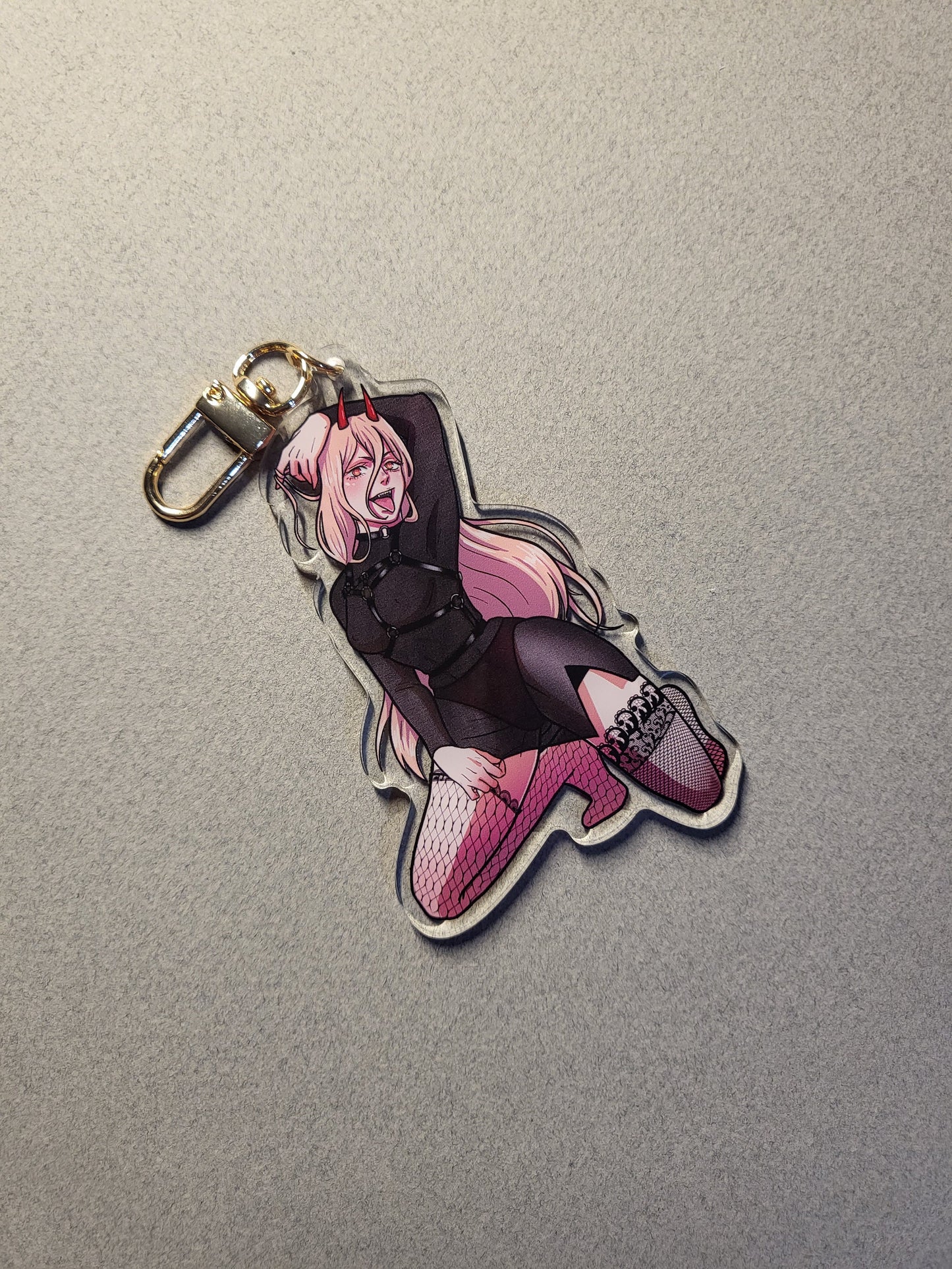 Angry Meowy Goth Mommy Keychain